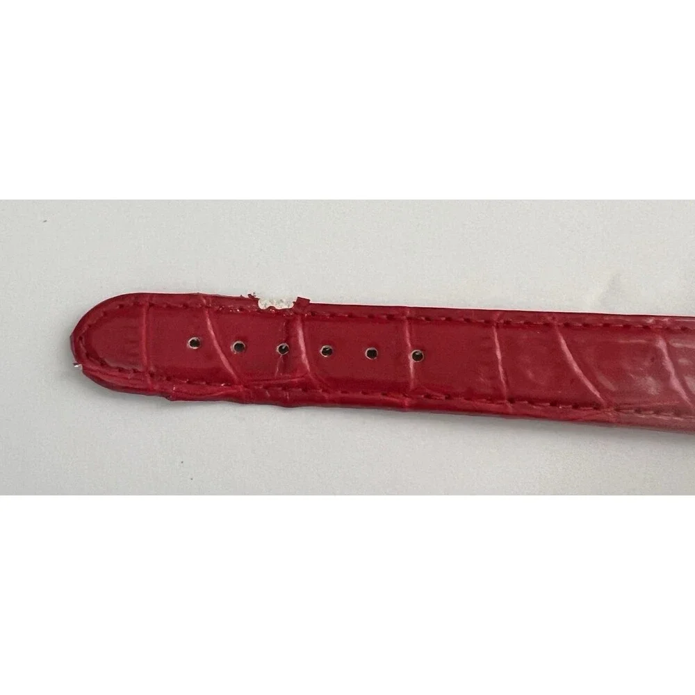 Suzanne Somers Collection Crystal Rhinestones Red Leather Womens Quartz Watch